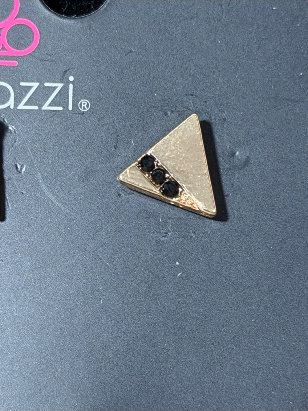 paparazzi Gold Triangle Studs with Black Accents